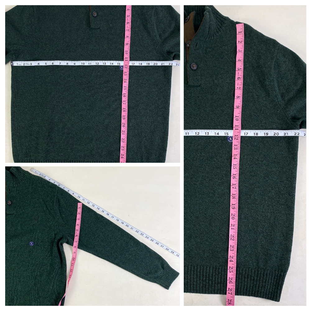 Chaps Forest Green Elbow Patch Pullover Henley Qu… - image 4